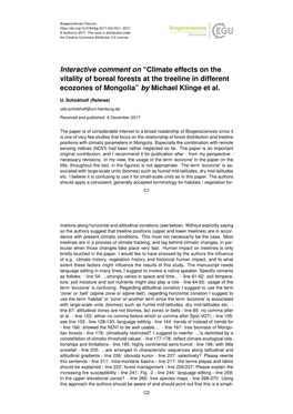 Climate Effects on the Vitality of Boreal Forests at the Treeline in Different Ecozones of Mongolia” by Michael Klinge Et Al