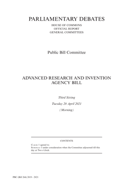 Advanced Research and Invention Agency Bill