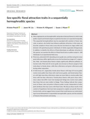 Sex‐Specific Floral Attraction Traits in a Sequentially Hermaphroditic Species