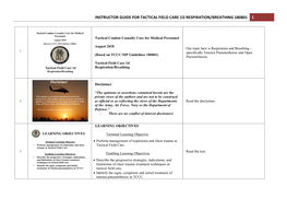 Instructor Guide for Tactical Field Care 1D Respiration/Breathing 180801 1