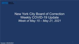 Board of Correction Weekly COVID-19 Update (May 15