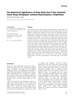 The Behavioral Significance of Male Body Size in The