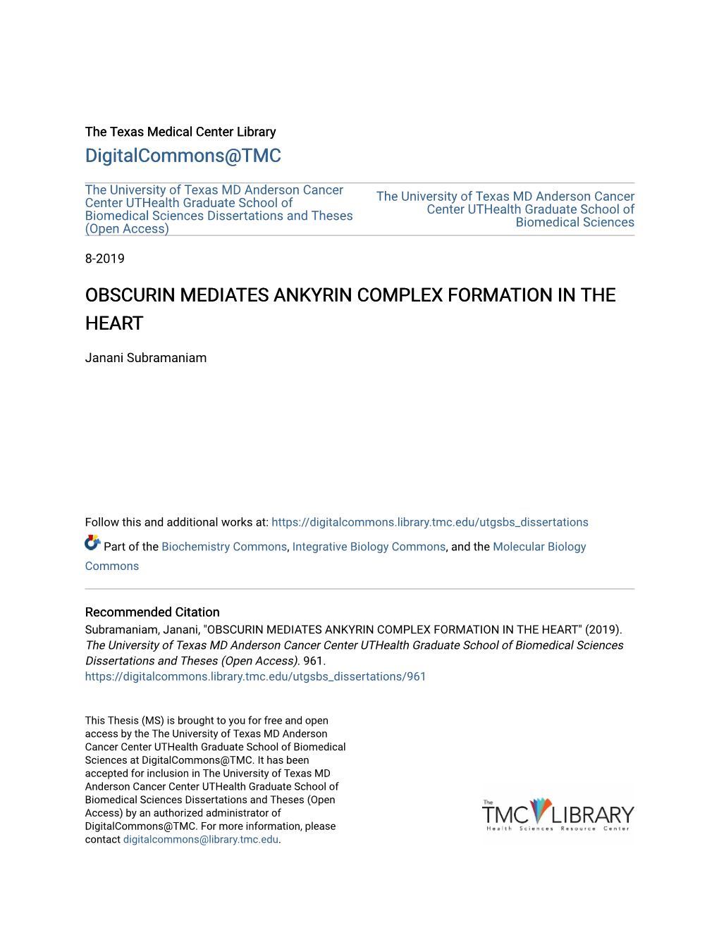 Obscurin Mediates Ankyrin Complex Formation in the Heart