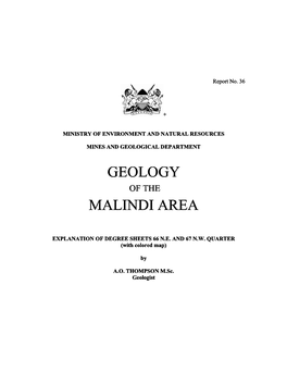 Geology of the Malindi Area