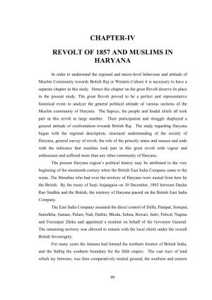 Chapter-Iv Revolt of 1857 and Muslims in Haryana