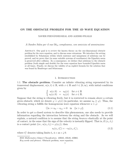 On the Obstacle Problem for the 1D Wave Equation A