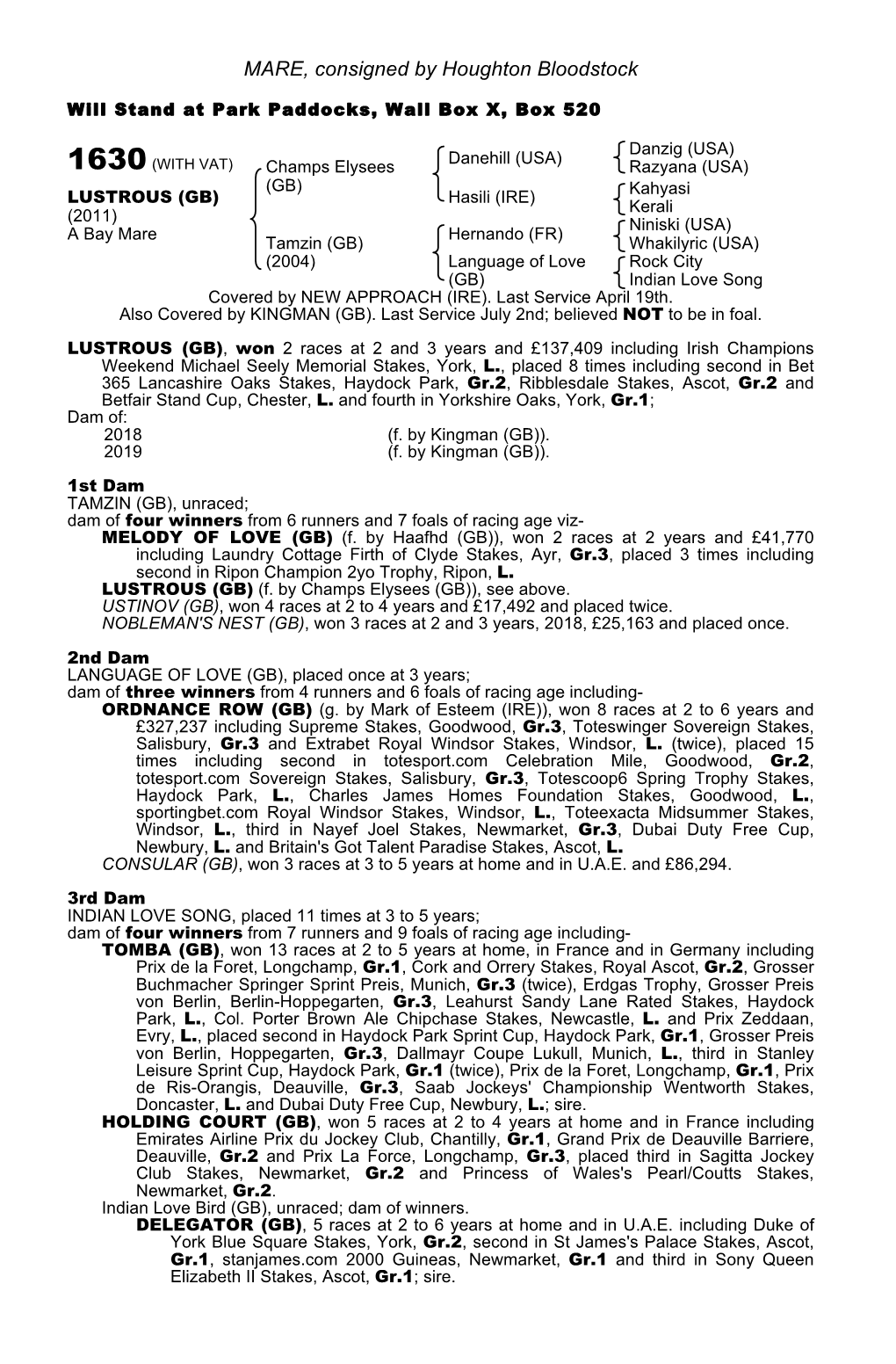 MARE, Consigned by Houghton Bloodstock