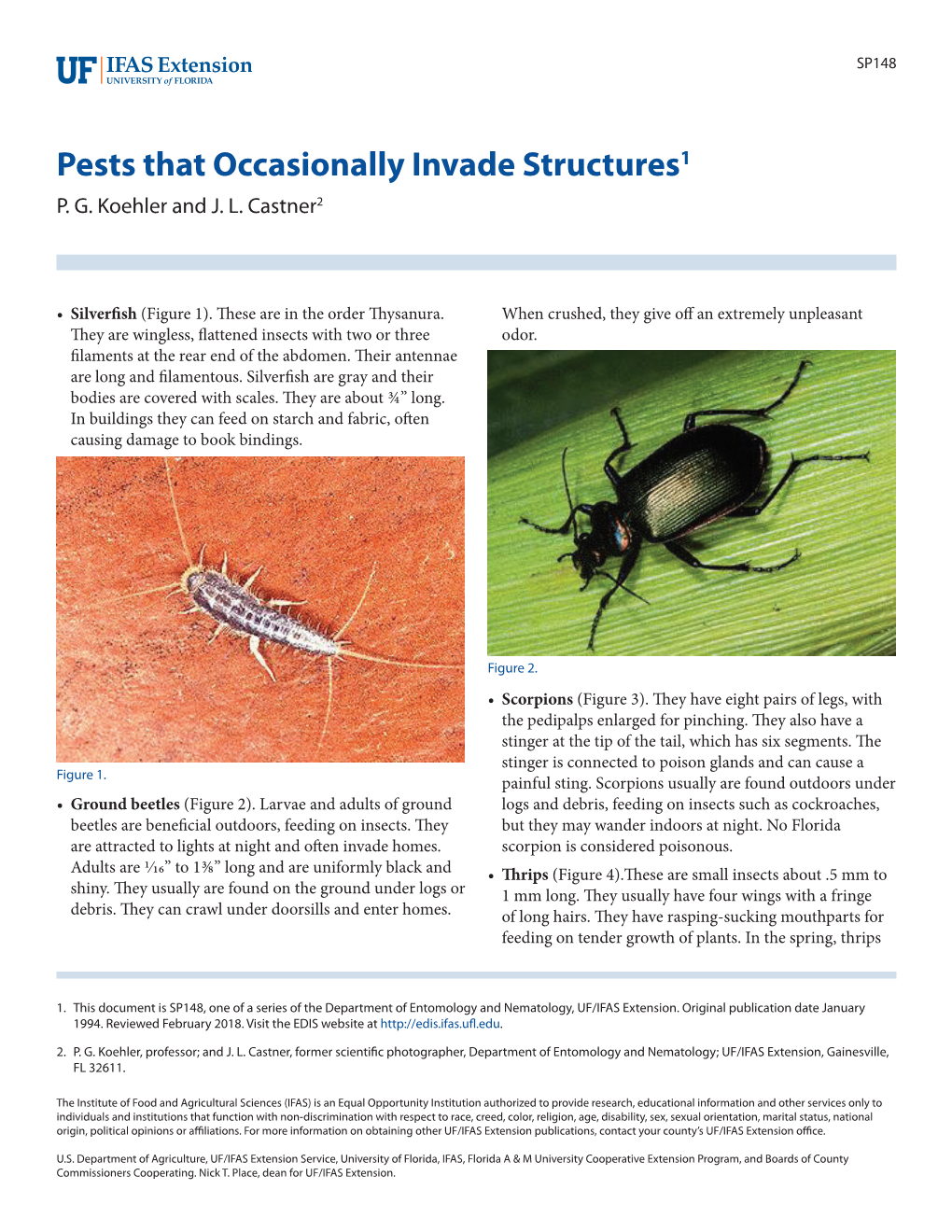 Pests That Occasionally Invade Structures1 P