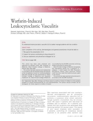 Warfarin-Induced Leukocytoclastic Vasculitis