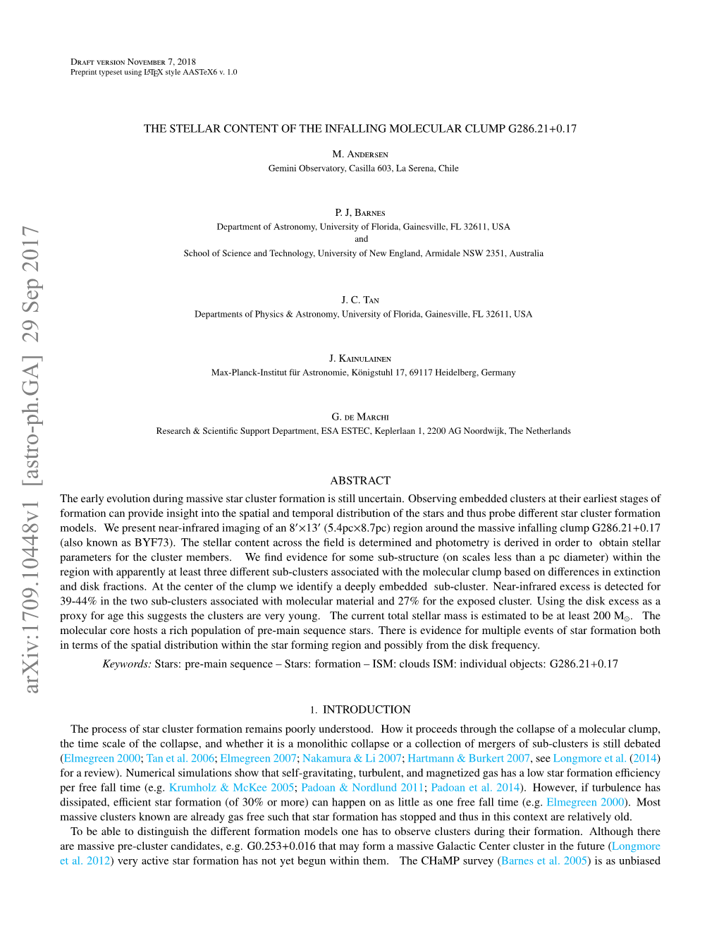 Arxiv:1709.10448V1 [Astro-Ph.GA] 29 Sep 2017