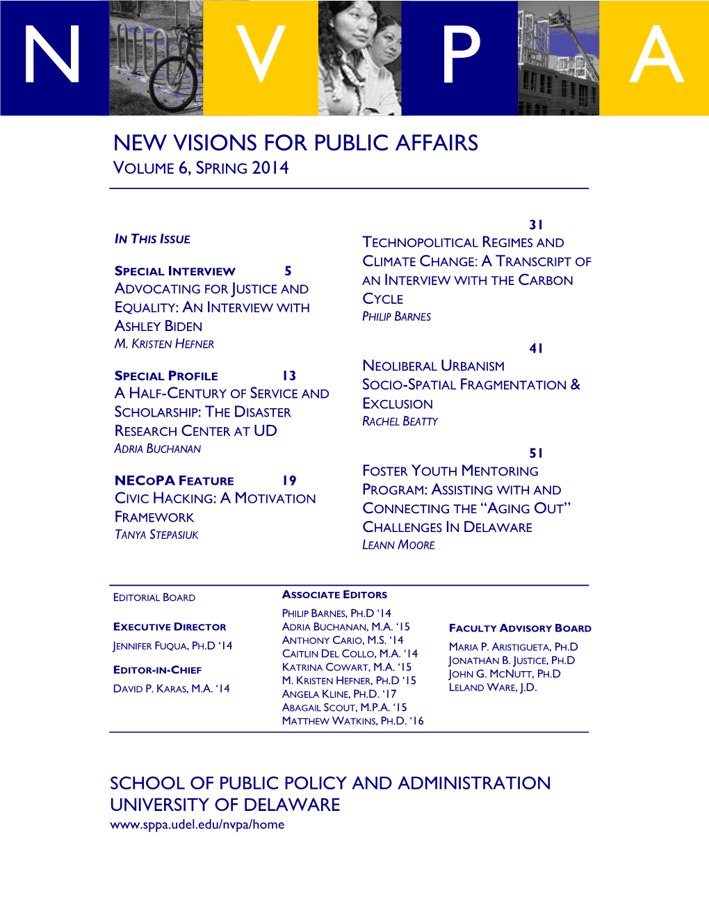 New Visions for Public Affairs Volume 6, Spring 2014