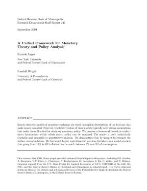 A Unified Framework for Monetary Theory and Policy Analysis