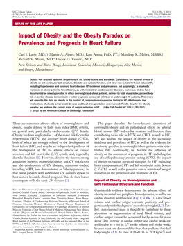 Impact of Obesity and the Obesity Paradox on Prevalence and Prognosis in Heart Failure