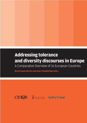 Addressing Tolerance and Diversity Discourses in Europe a Comparative Overview of 16 European Countries