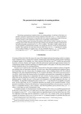 The Parameterized Complexity of Counting Problems
