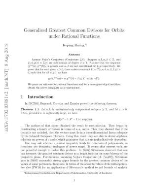 Generalized Greatest Common Divisors for Orbits Under Rational