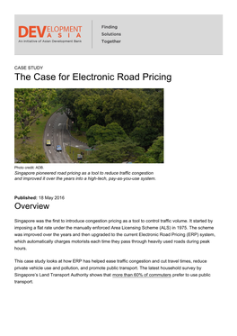 The Case for Electronic Road Pricing