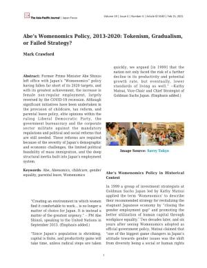 Abe's Womenomics Policy, 2013-2020