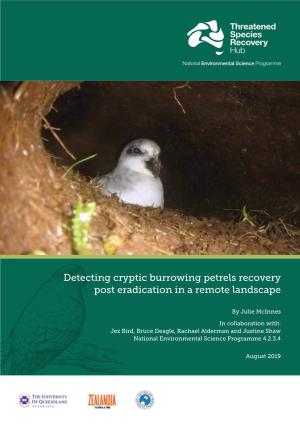 Detecting Cryptic Burrowing Petrels Recovery Post Eradication in a Remote Landscape