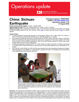 China: Sichuan Earthquake