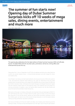 Opening Day of Dubai Summer Surprises Kicks Off 10 Weeks of Mega Sales, Dining Events, Entertainment and Much More 30 Jun 2021, Dubai, UAE
