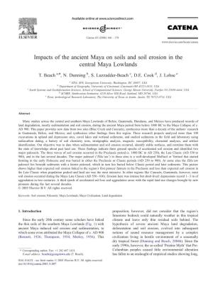 Impacts of the Ancient Maya on Soils and Soil Erosion in the Central Maya Lowlands