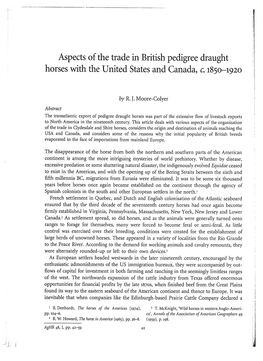 Aspects of the Trade in British Pedigree Draught Horses with the United States and Canada, C