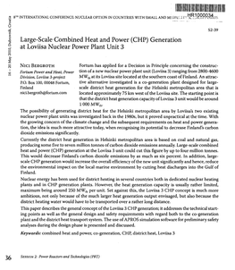 Large-Scale Combined Heat and Power (CHP) Generation at Loviisa Nuclear Power Plant Unit 3 O
