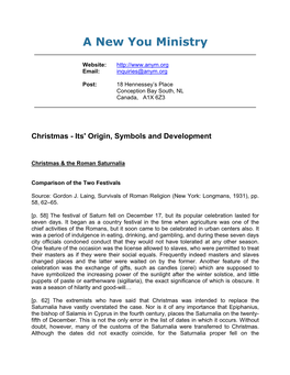Christmas - Its' Origin, Symbols and Development