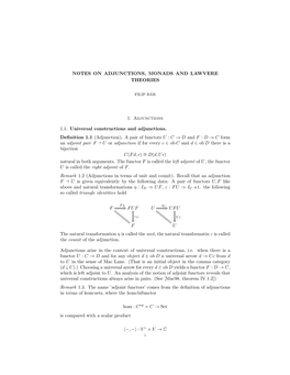 Notes on Adjunctions, Monads and Lawvere Theories