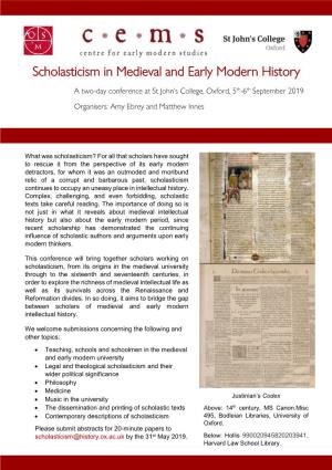 Scholasticism in Medieval and Early Modern History