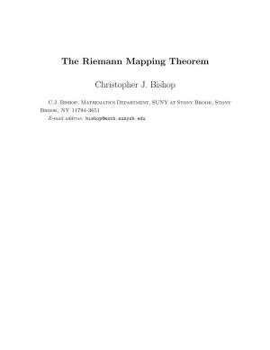 The Riemann Mapping Theorem Christopher J. Bishop