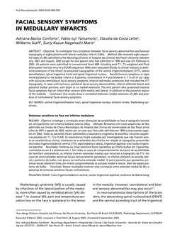 Facial Sensory Symptoms in Medullary Infarcts