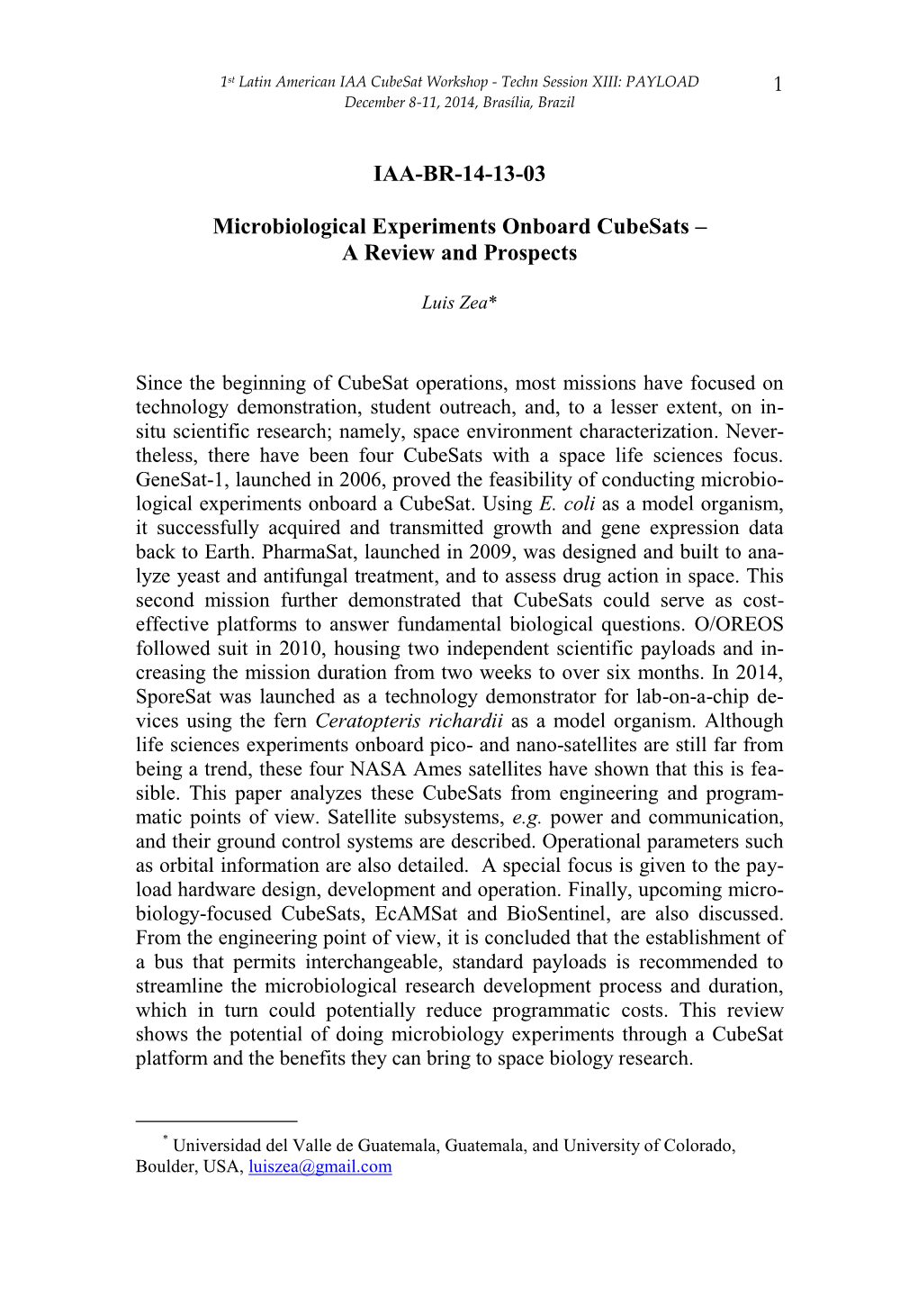 Microbiological Experiments Onboard Cubesats – a Review and Prospects