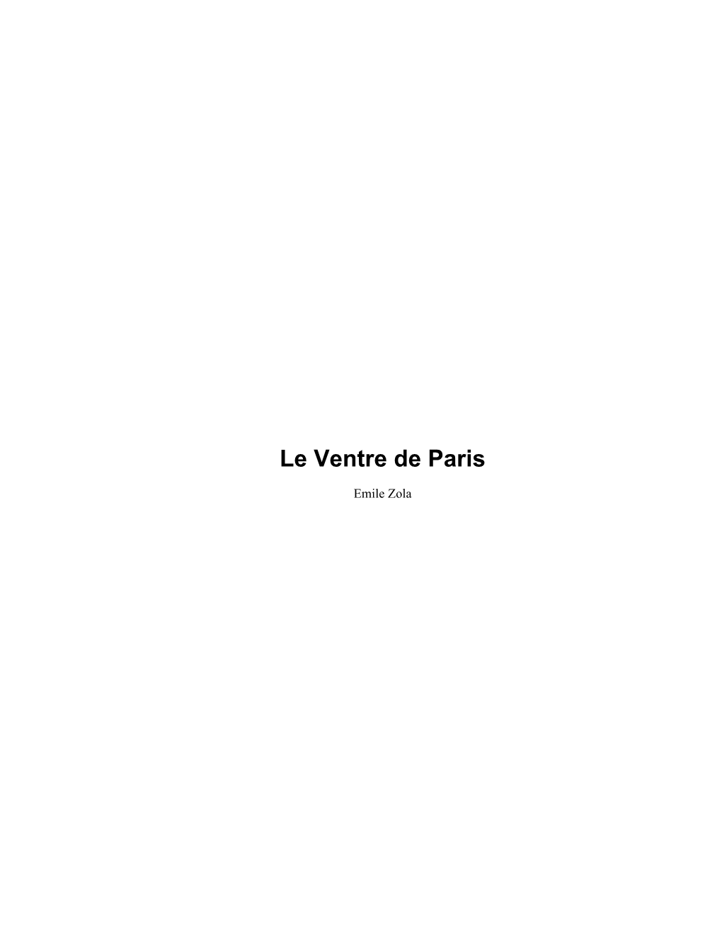 Le Ventre De Paris