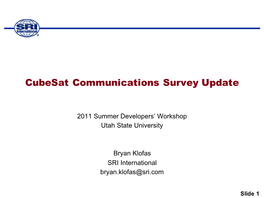 Cubesat Communications Survey Update
