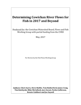 Determining Cowichan River Flows for Fish in 2017 and Beyond