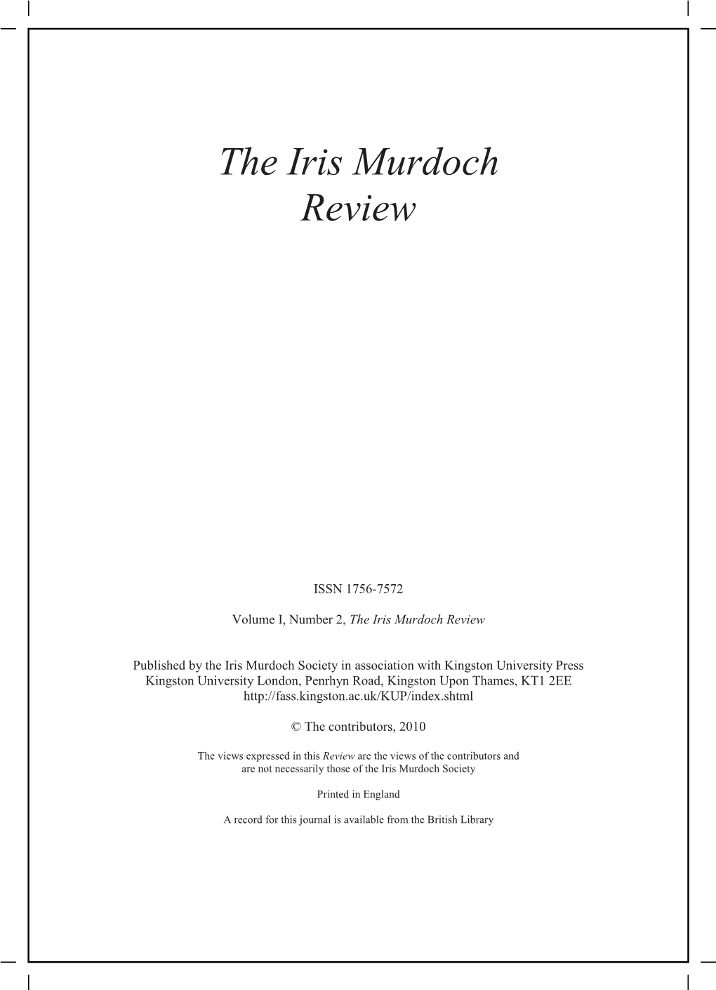 The Iris Murdoch Review