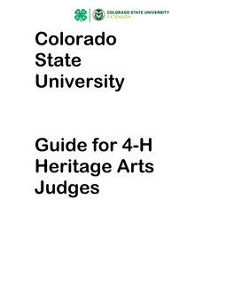 Colorado State University Guide for 4-H Heritage Arts Judges