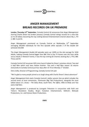 Anger Management Breaks Records on Uk Premiere