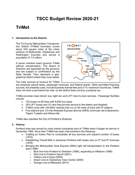 TSCC Budget Review 2020-21 Trimet