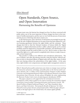 Open Standards, Open Source, and Open Innovation Harnessing the Benefits of Openness