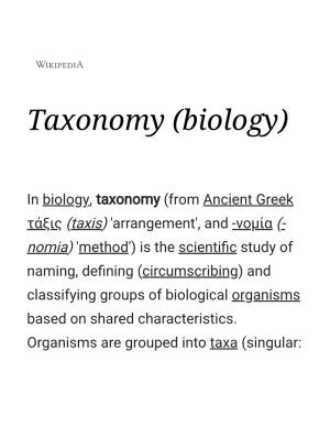 Taxonomy (Biology)