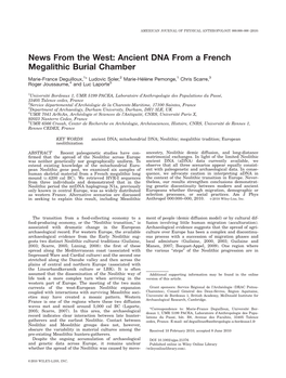 News from the West: Ancient DNA from a French Megalithic Burial Chamber