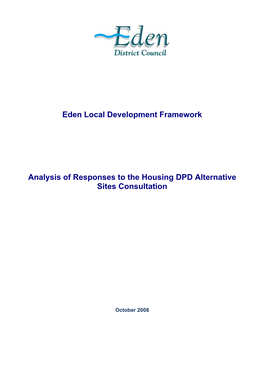 Report Analysing Responses to the Housing DPD Alternative Sites