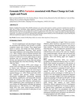 Genomic DNA Variation Associated with Phase Change in Crab Apple and Peach