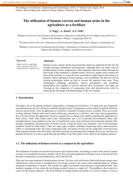 The Utilization of Human Excreta and Human Urine in the Agriculture As a Fertilizer