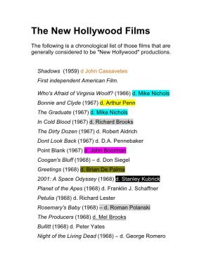 The New Hollywood Films