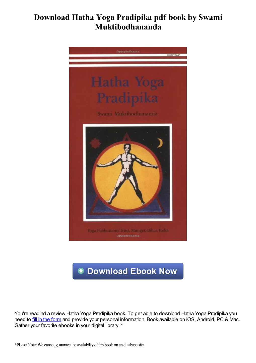 Hatha Yoga Pradipika Pdf Book by Swami Muktibodhananda