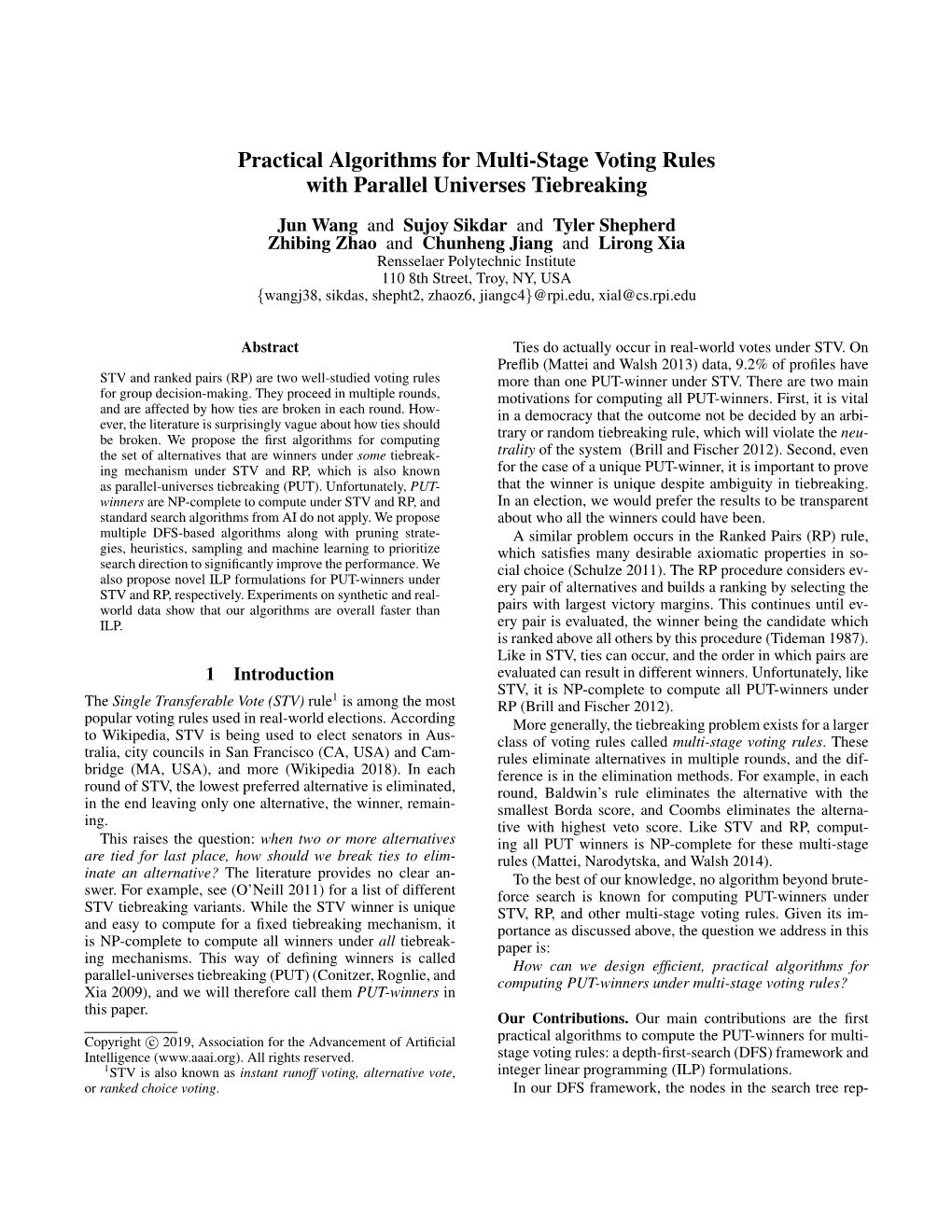 Practical Algorithms for Multi-Stage Voting Rules with Parallel Universes Tiebreaking